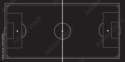 Black and white soccer field outline football sport