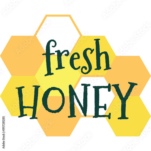 Fresh honey icon. Vector sticker, label or logo with headline text design isolated on white background