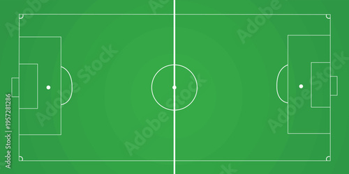 Football fields top view. Soccer grass fields with chalk lines. Green grass field background. Vector Football - Soccer Field. Scheme and marking of the football field, soccer field. eps