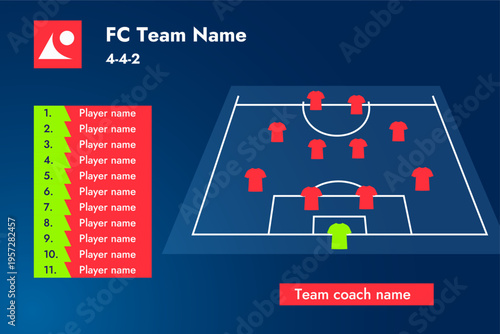 Football Soccer Team Lineup Infographic Tactical Formation Template