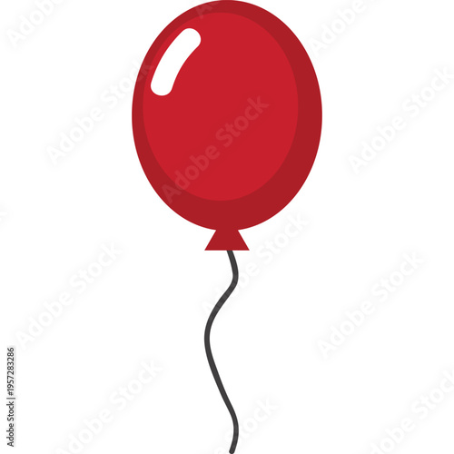 Vector red balloon. Birthday party and anniversary celebration icon. Gift design isolated on white background