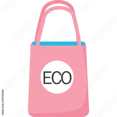 Eco bag vector icon. Fabric cotton cloth handbag with handle isolated on white background. Ecobag for shopping