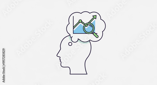 Businessman thinking about financial growth and analysis with a chart and magnifying glass