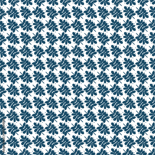 Seamless Teal Floral Clover Pattern Background — Repeating Botanical Vector Wallpaper Design