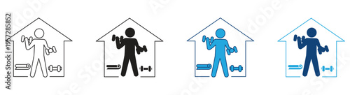 Home training metal dumbbell icon. Vector illustration isolated on white background.