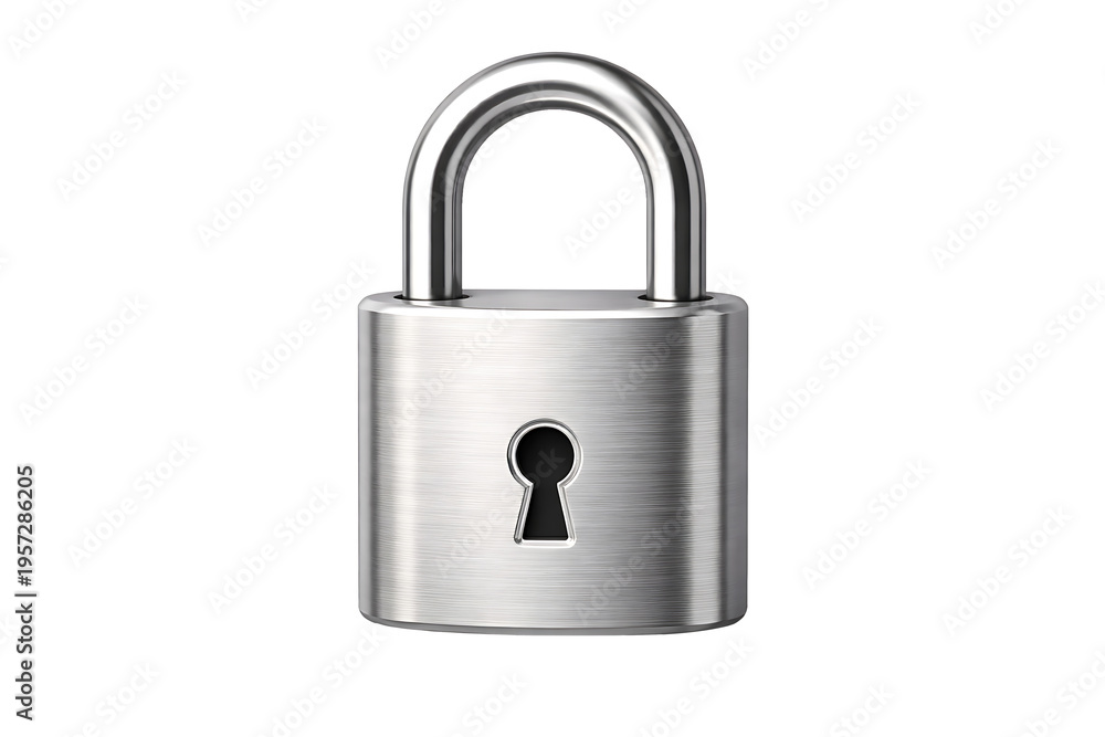 Naklejka premium Metal padlock security lock with keyhole isolated on transparent background