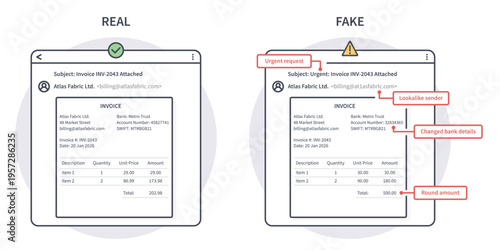Real vs fake invoice fraud warning signs