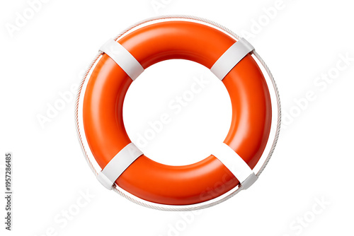 Orange lifebuoy ring safety flotation device isolated on transparent background