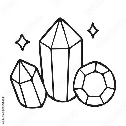 Magical Crystals Doodle – Cute Fantasy Gems Coloring