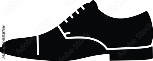 Oxford dress shoe silhouette vector illustration design graphic, formal footwear fashion branding art concept, black and white decorative creative collection