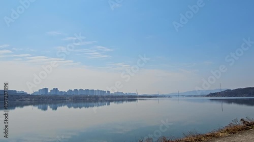 Han River Skyline Wide View Seoul Korea 한강 스카이라인 와이드 풍경 서울