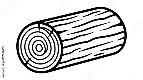 Simple Line Art Timber Log