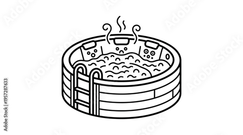 Hot Tub Icon with Steam and Ladder