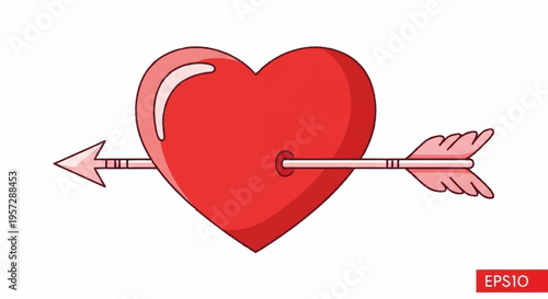 A heart pierced by an arrow symbolizes love and passion with emotions.