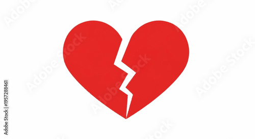 The broken heart symbol illustrates love pain and sadness with cracked heart shape.