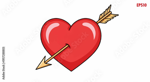 A heart pierced by an arrow symbolizes love and passion.