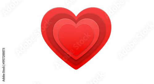 Illustration of a heart symbol with layered red colors