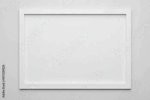 Simple White Rectangular Picture Frame on a Light Gray Background photo frame white frame