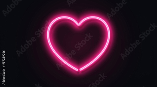 A neon pink heart glows brightly in the dark.