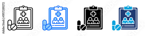 Clinical Trials Icon Set Multi Style Vector Illustration