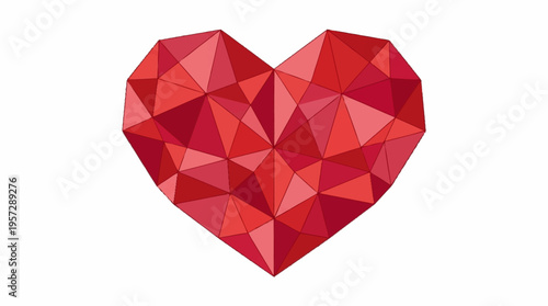 The heart shaped object is a red polygonal graphic illustration.