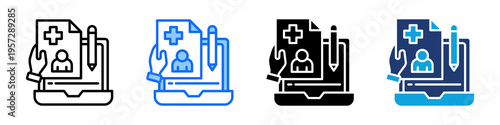 Patient Enrollment Icon Set Multi Style Vector Illustration