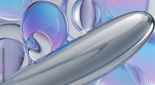 Abstract composition of iridescent flowing forms resembling liquid or polished stones high-quality professional detailed modern