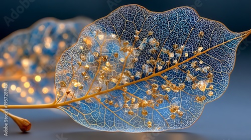 Backlit dry leaf skeleton showing detailed vein structure macro images