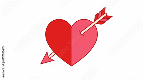 A heart pierced by an arrow symbolizes love and passion with emotions.
