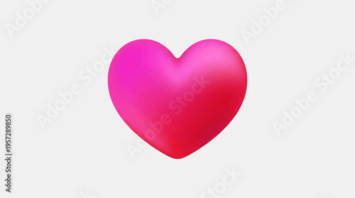 A vibrant 3D rendered pink heart, a universal symbol of love, affection, and passion, perfectly conveying warm emotions and romantic feelings for various design projects and digital expressions