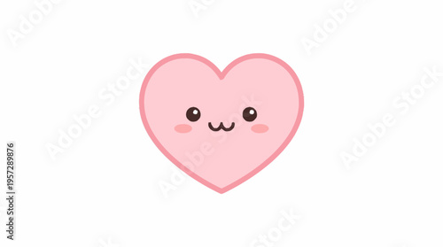A cute heart illustration with a smiling face and rosy cheeks is depicted.