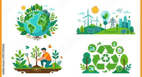 Colorful cartoon illustrations of four different flying saucer spacecraft