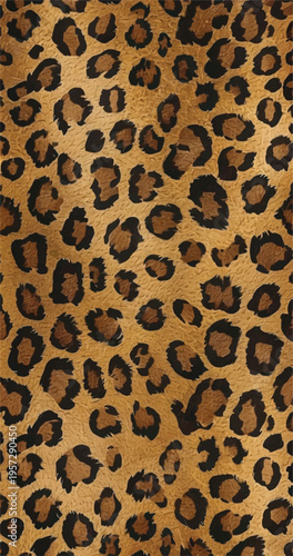 Detailed close up texture of authentic leopard animal print fabric showcasing natural brown and black spotted pattern