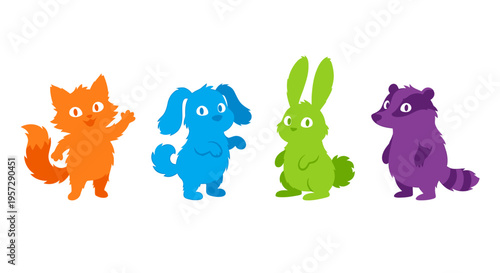 Colorful gardening tools including a rake watering can spade and pruners