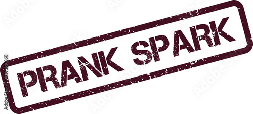 Distressed maroon rubber stamp effect displaying the bold Prank Spark text for communication purposes