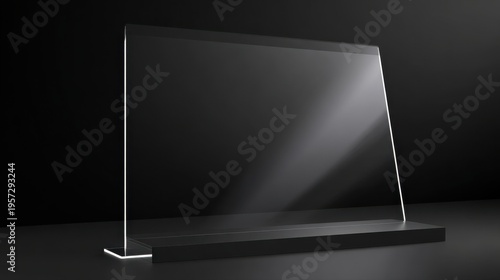 Clear Glass Display Stand with Subtle Lighting on Dark Background transparent
