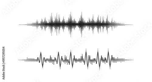 Two abstract sound wave visualizations on a white background