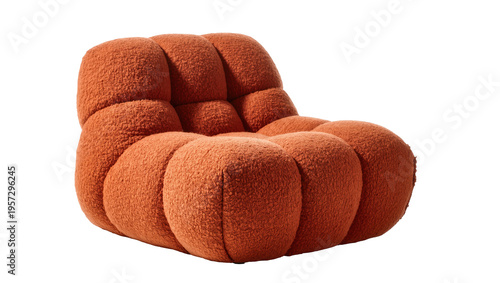 Foto Vibrant orange upholstered armchair featuring a unique modular design for home d