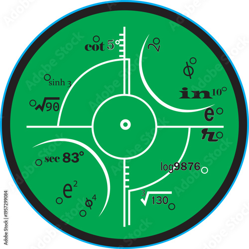 Green Mathematical Wall Clock Face with Creative Algebraic Equations and Trigonometric Formulas