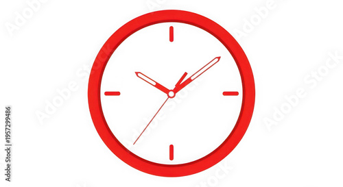 Free Download Red analog clock showing time at ten minutes past eleven - GFXLoad