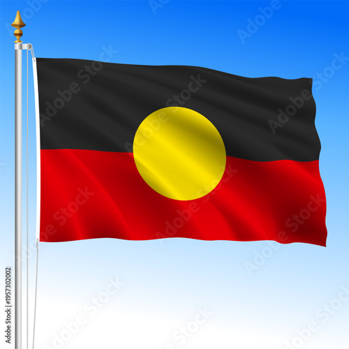 Aboriginal historical waving flag, Australia, Oceania, vector illustration