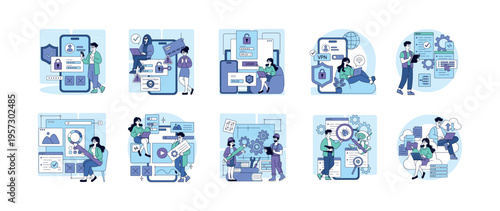 Digital Security and Data Protection Vector Illustration