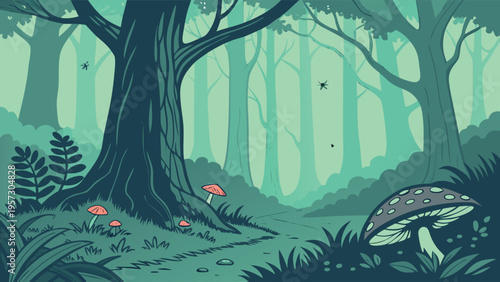 Fantasy Landscape and Mythical Adventure World Illustration