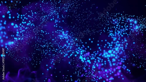 Wallpaper Mural Glowing blue particles floating in a dark space with purple background Torontodigital.ca
