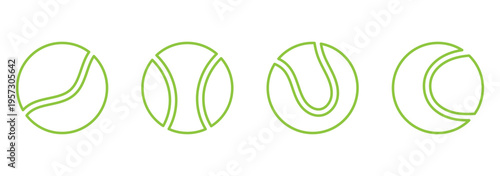 Tennis ball collection with static version.Sport equipment vector set. 