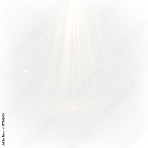 Golden particles rise from the ground in a burst of light on a transparent background in a digital design for abstract use