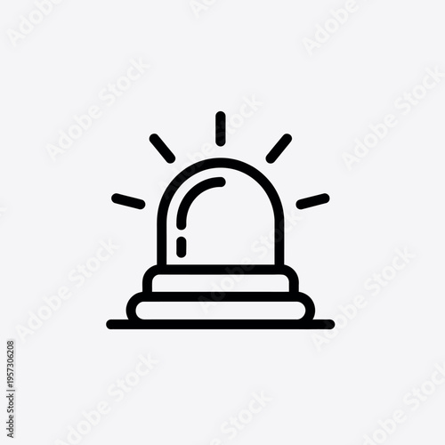 emergency siren of ambulance or police, simple icon, black linear outline with editable stroke, alert signal for emergency vehicles, police and ambulance indicator.