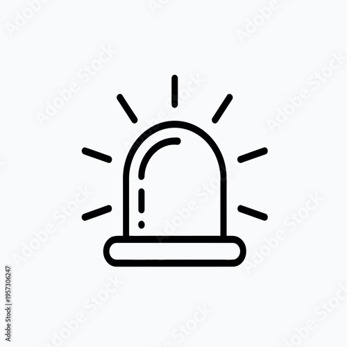 emergency siren of ambulance or police, simple icon, black linear style with editable stroke, emergency alert signal, rescue vehicle indicator, law enforcement warning icon.