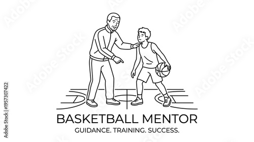 Basketball Coach Guiding Young Player