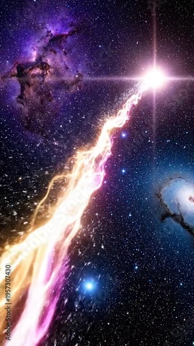 Wallpaper Mural A bright star explodes in a distant galaxy, emitting a massive solar flare, set against a stunning cosmic backdrop with nebulae and stars Torontodigital.ca